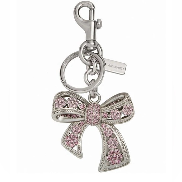 Coach Accessories - Coach Silver and Pink Bow Keychain
